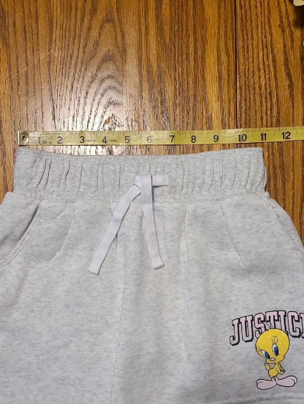 Justice NWT Light Grey Tweety Drawstring Skirt with Logo - 7/8
